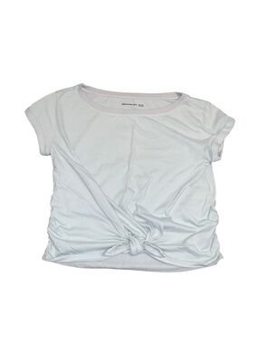 Abercrombie Kids Girls 13/14 Light Green Ruched Tie Front Short Sleeve Top